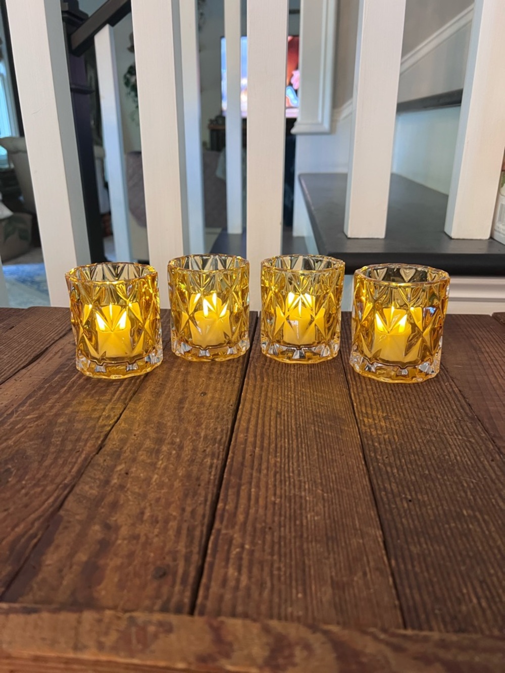 Amber Textured Glass Votives (4)